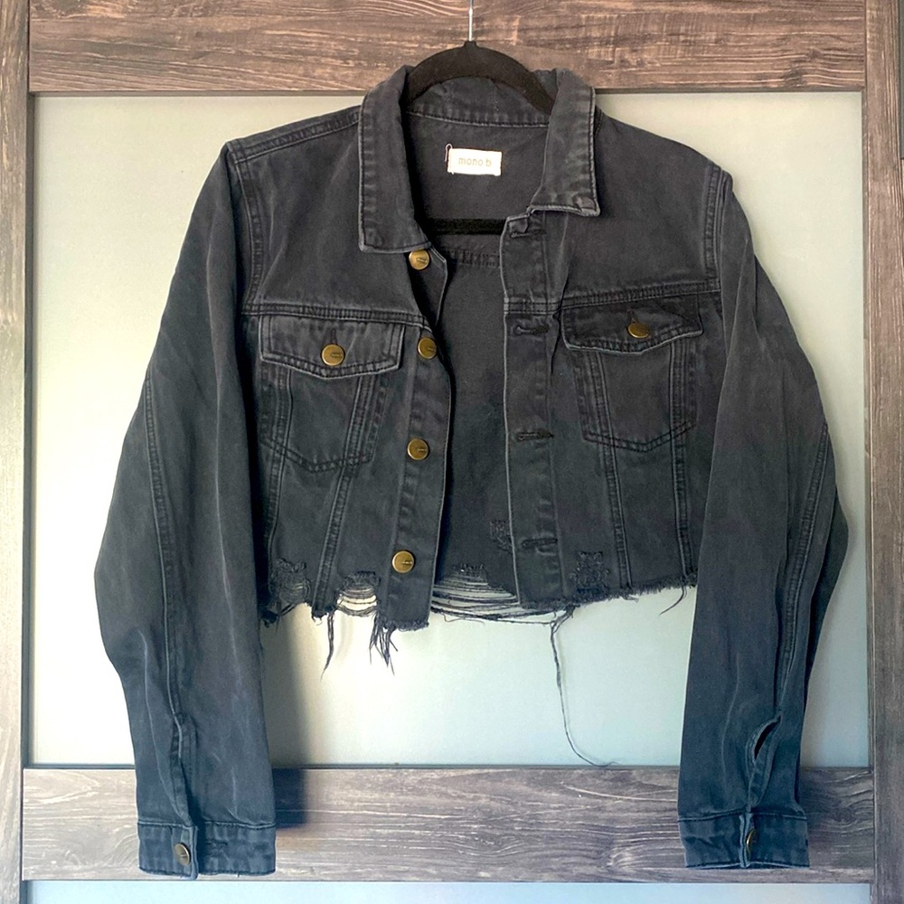 {mono b} Cropped Jean/Denim Jacket | black sz L